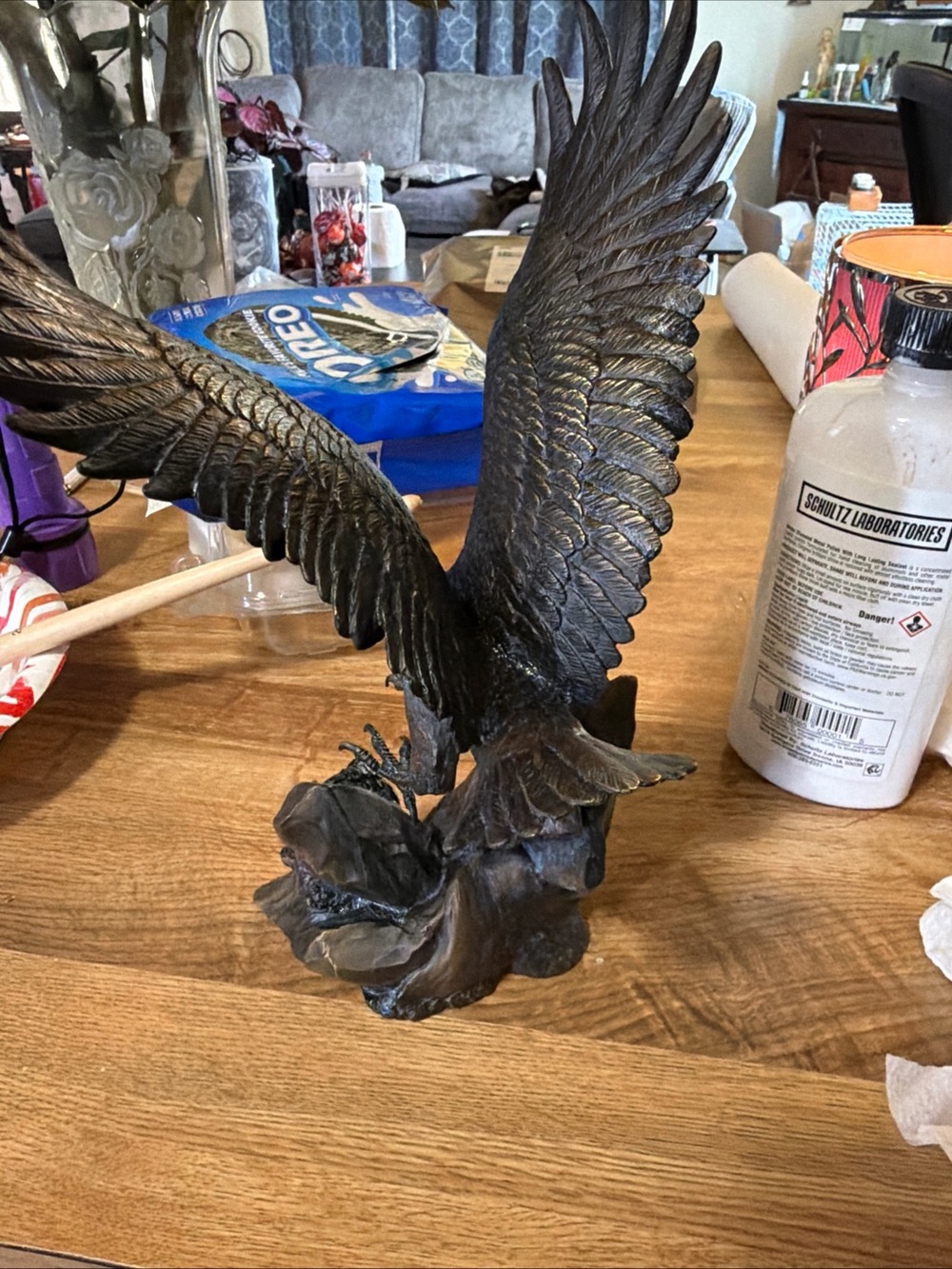 Antique-Style Bronze Eagle Wing Home Accent - Decorative Sculpture